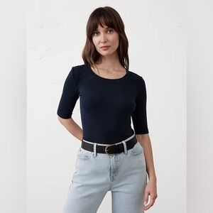 NWT RIBBED ELBOW-SLEEVE T-SHIRT M